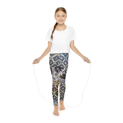 Youth Full-Length Leggings with Elastic Waistband Medium Fabric 82% Polyester 18% Spandex Sizes 18M-12Y
