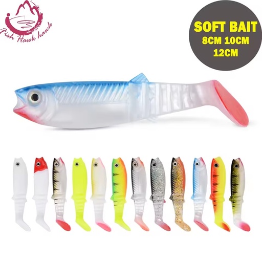 Cannibal 80mm 100mm 125mm Artificial Soft Lures Baits Fishing Lure Leurre Shad Silicone Bait T Tail Wobblers