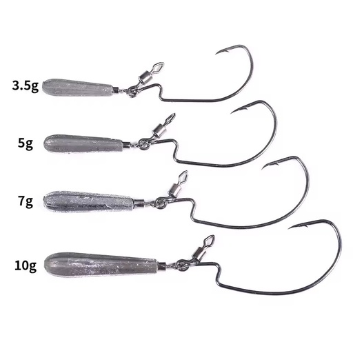 Wholesale JI132 3.5g 5g 7g 10g 5pcs/bag Jig Head Crank Fishing Hooks with Lead Pendant Weights