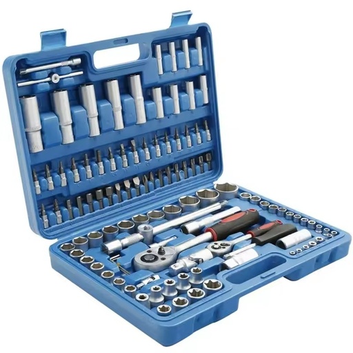 108 Piece 1/2,3/8,1/4 Inch Drive Flexible Head Rotator Ratchet Handle Wrench Socket Set