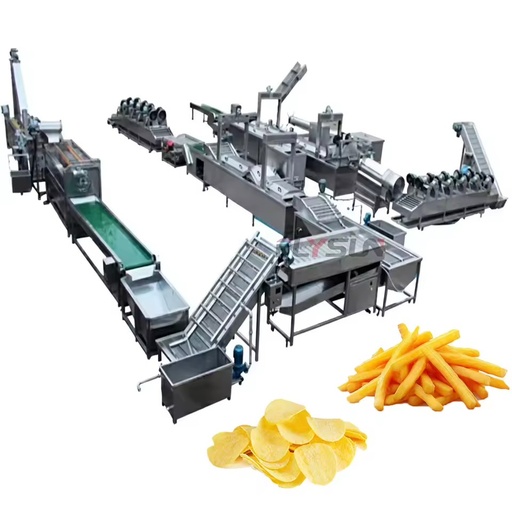 Industrial Continuous Deep Frying Line Gas Electric Heating French Fries Production Machine with Automatic Oil Filter