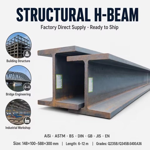 Hot Selling H Section Steel Galvanized Steel H-beam Structural Steel Profile A36 S235JR S355JR Q235B Q355B 6m 12m Length HEA HEB