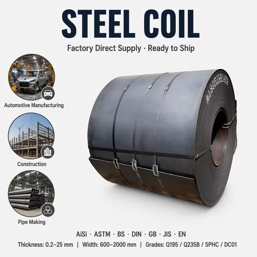 Premium Quality Carbon Steel Coil Hot Rolled Steel Strips Q215 Q275 Q355 Q420 A53 A572 S235J0 S235J2 Wear Resistant Steel Coil