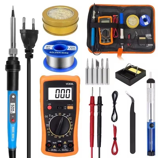 Blue Soldering Iron 60W 220V Adjustable Temperature Soldering Iron Kit Soldering Tools Soldering Tips Soldering Wire Multimeter