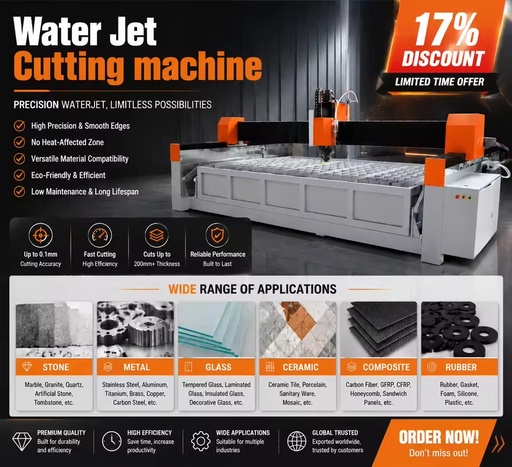 2040 CNC Waterjet Cutter Machine for Stone Cutting Granite Marble Tile Ceramic Cutting with 5 Axis Function