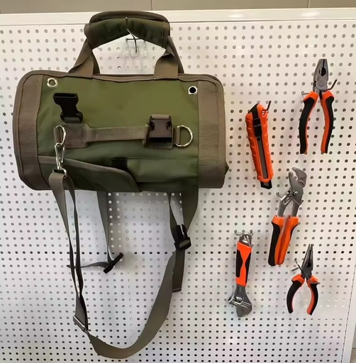 Heavy Duty Portable Tool Bag Roll-up with Large Capacity & 2 Detachable Zipper Pouch Classic Simple Style for Men & Women