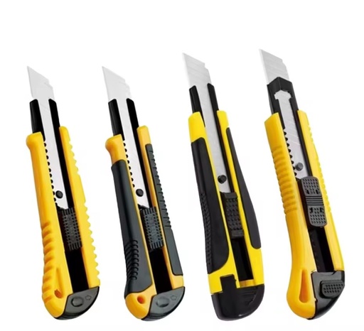 STASUN Grip Handle Blade Utility and Safety Cutter Knife Cheap Price Soft Rubber Snap Off 18mm Width Yellow Bag Green Red