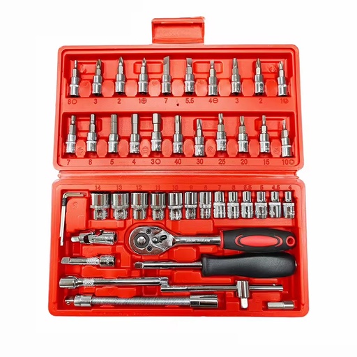 46 Pcs Chrome Vanadium Socket Ratchet Wrench Tools Set Box Auto Repair Hand Tools -001