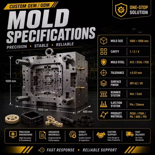 Injection Molding Plastic Mold PC PP PVC PPE Nylon ABS Waterproof Customized OEM Rapid Prototype Service Plastic Mould