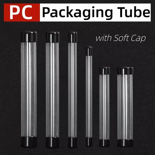 Clear PC Transparent Polycarbonate Tube with Black Cap 6-50mm Diameter Custom Size Bulk Packaging for Gift Candy Storage