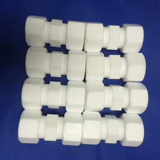 Corrosion resistant PTFE Ferrule Fitting PTFE Straight Union Connect 3/8" OD Pipe