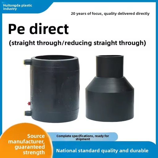 PE Water Supply Spigot-Type Straight Reducing Tee Virgin-Grade PE Hot-Melt Welded Hexagon Head for Municipal Rural Drinking