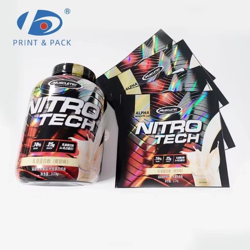 PET PVC Plastic Heat Shrink Sleeve Label Shrink Wrap Film with Logo Custom Design for Protein Powder Bottles
