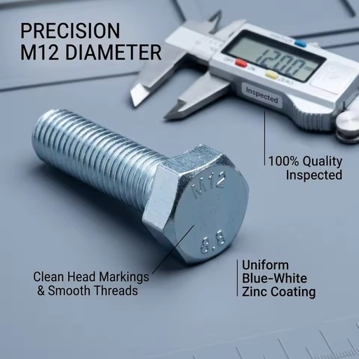M12*45 Class 4.8 Electro Galvanized Q235B Carbon Steel Hex Head Bolt for MEP Seismic Support