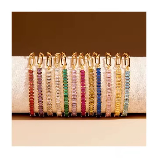 12 Months Birthstone Micro Set 18K Gold Plated Stainless Steel Adjustable New Full Diamond Zircon Bracelet