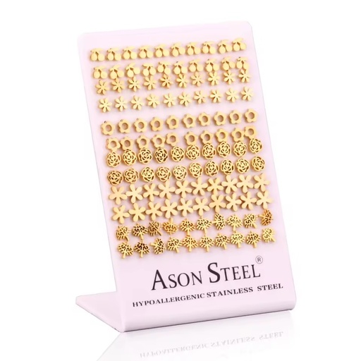 Fashion Wholesale Stainless Steel 18K Gold Plated Jewelry Cute Type Small Stud Earrings Sets Display Cards Earrings for Women