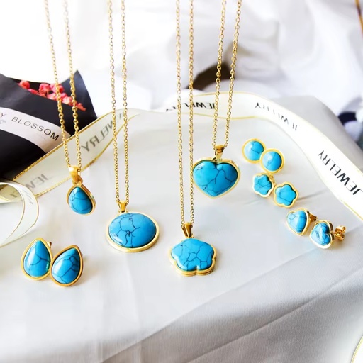 Cheap Prices Stainless Steel Jewelry Turquoise Vintage Earrings for Women Jewelry Fashion Nigerian Wedding Jewelry Set