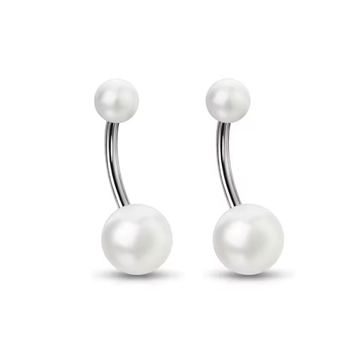 Fashionable Titanium Belly Button Ring F136 G23 Double-Ended Pearl Gold Plated Inner Tooth Cross-Border Manufacturer