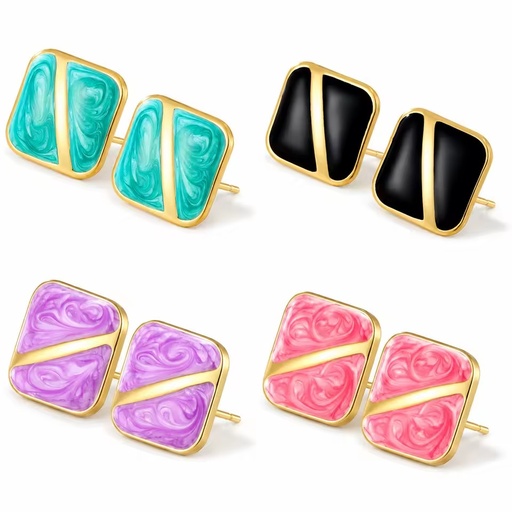 YW Fashion Women's Charm Earrings Stainless Steel Resin Trendy 18K Gold Plated High Quality for Gift Party Occasions