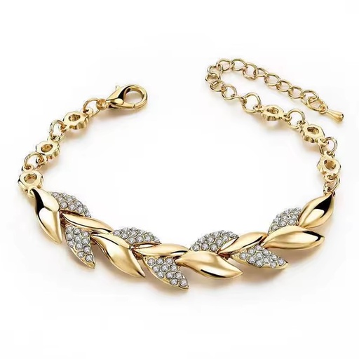 18K Gold Leave Bracelet for Women Fashion Wedding Mental Jewelry Diamonds Bracelet