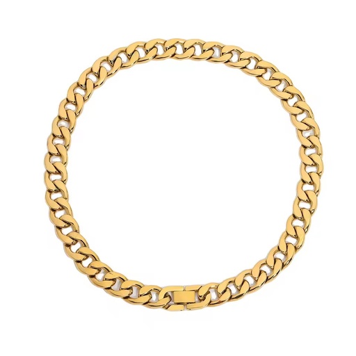 12mm Cuban Neck Chain Fashion Steel Jewelry Luxury Design 18k Gold Plated Stainless Steel Choker Necklace