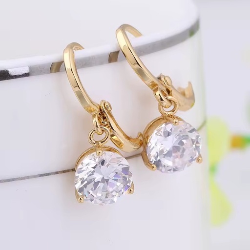 Laodun Trendy Cubic Zirconia Geometric Hoop Earrings Metal 14K Gold Vermeil Copper Earrings for Women Vermeil