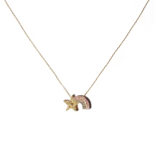 Laodun Fine Women Jewelry S925 Silver Necklace Elegant Colorful Rainbow Personalized Zircon Pendant Chain Necklace Vermeil