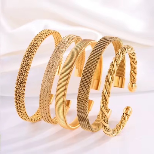 New Fashion Stainless Steel Woven Twisted Rope Cuff Bangle Bracelets