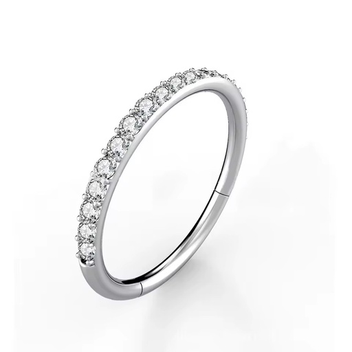 Nose Piercing Jewelry 14K Gold Plated Surgical Stainless Steel Cubic Zircon Hinged Clicker Segment Hoop Wedding Engagement Party