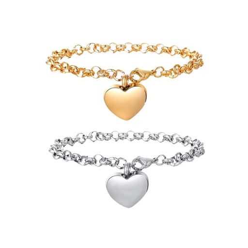 Waterproof 18K Gold Plated 316L Stainless Steel Bracelet for Women Non-Tarnish Fashion Pearl Zircon Blank Disc Heart Link Chain