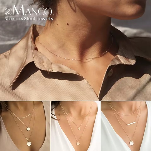 EManco Clavicle Chain Classic Adjustable Women's Accessory Fine Chain Exquisite Stainless Steel Everyday Party Necklace