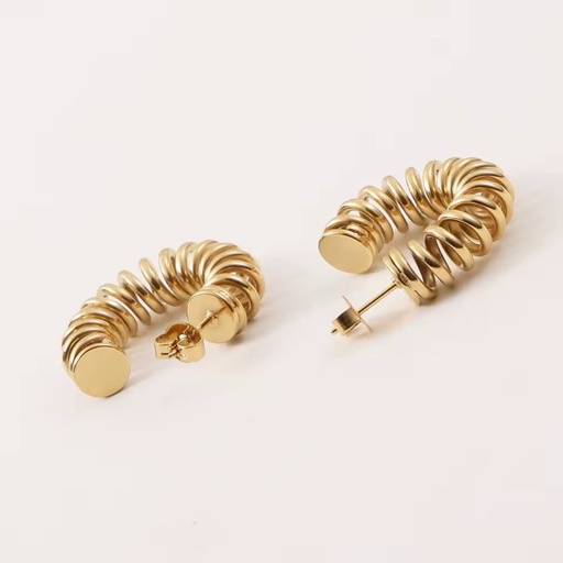 Waterproof Jewelry 18K Gold Plated Stainless Spring Circling Steel Trendy HOOP Earring