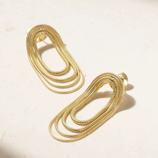 European and American Vintage Big Hoop Stainless Steel Chain Tassel Earrings for Women's Engagement