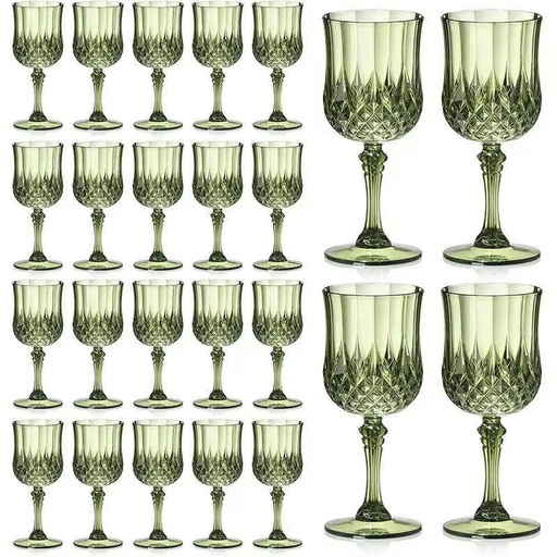 Vintage Style Blue Crystal clear Plastic Wine Glasses BPA Free Reusable 220ml Shatterproof Wedding Banquet Party bar