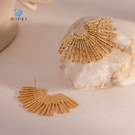 SUMMLY Vintage Trend Wholesale Geometric 18K Gold Plated Stainless Steel Earrings Handmade Fashion Jewelry