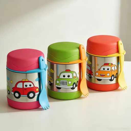 Food Grade 350ml Kids Thermal Insulated Food Jar Stainless Steel Vacuum Food Flask with Spoon