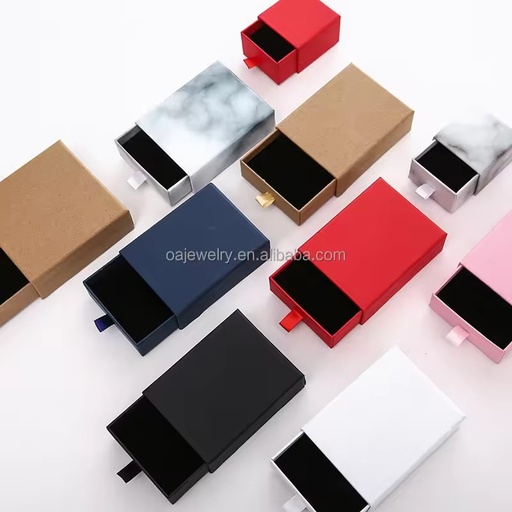 Custom Logo High Quality Hard Cardboard Paper Jewelry Packaging Drawer Box for Necklace Set Gift