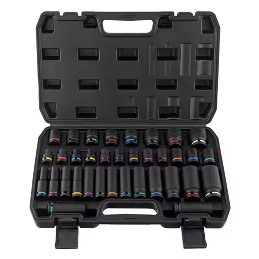 Mechanical Tool Box Set Hand Tools 1/2 Inch Color Hex Impact Socket Set Short Long Socket Set for Pneumatic Wrenches OEM ODM