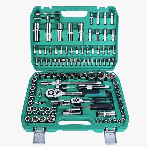 108-Piece Auto Repair CR-V & Carbon Steel Socket Wrench Set Mechanical Tool with Pickaxe Hard Case Plastic Case Packaging