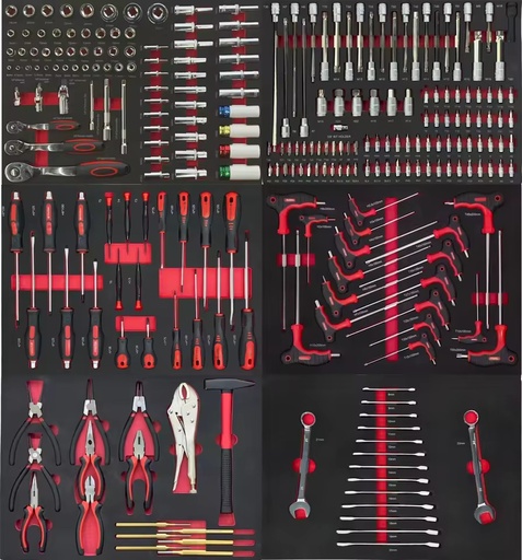 296 PCS CRV Tool Combination Garage Repair Socket Bits Wrench EVA Tray Kit Mechanic Tool Sets Hand Operated OEM Customizable