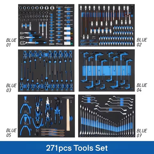 AOT TKB Series 2026Blue CR-V Steel Hand Operated Portable Auto Repair Tool Kit OEM Customizable Combination Ratchet Soft Case
