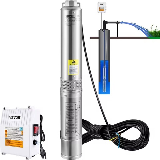 Deep Well Submersible Pump 1.5HP 115V 37Gpm 276Ft Head IP68 Waterproof For Home Irrigation