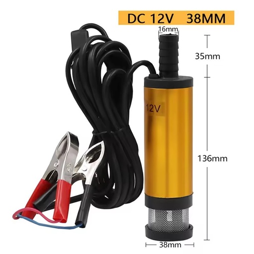 Portable Mini Electric Submersible Pump Single Booster 12L/min Metal Fuel Transfer Pump Diesel Oil Aluminum Alloy Shell DC12V