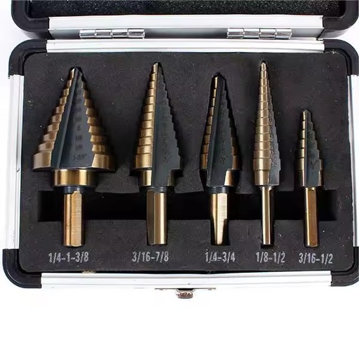 5Pcs Metal Working Heavy Duty HSS Spiral Grooved Well Drilling Step Drill Bit for Faster Drilling