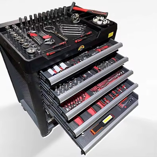 7 Drawer Lockable Black Steel 252pcs Tool Set Heavy Duty Iron Toolbox for Auto Repair Workshop OEM/ OBM