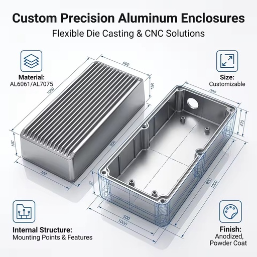 Precision Die Casting Aluminum Alloy Custom Enclosure Housing 0.005-0.2mm Tolerance ISO9001 Certified Electronics Carrey Ringer