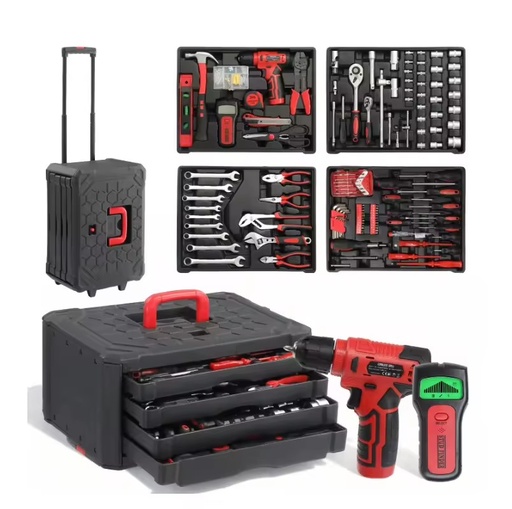 High Performance Wholesale Chrome Vanadium 799Pcs Heat Treated Hand Tool Kit Set with Rolling Suitcase for Mechanics Workshop