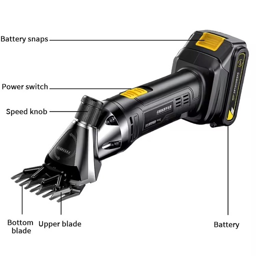 21V Lithium Battery Cordless Electric Pruning Shears Fast Sheep Clipper for Wool Shearing Hand-held Power Shears Metal Material