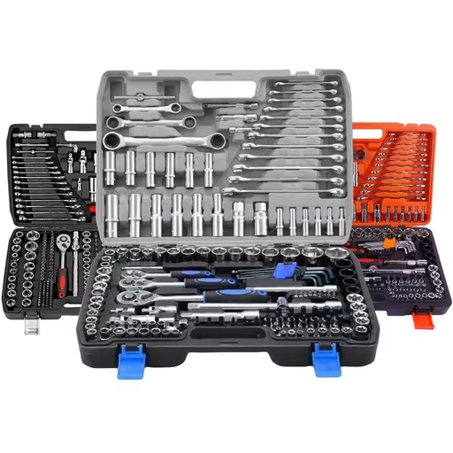 Professional 216Pcs Auto Repair Tool Kit with Hand Operated Socket Wrench Set Hard Case CR-V Steel for Mechanics Garage Use