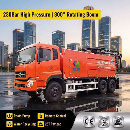 Xianglong CT2500V 9m3 Combi Vacuum Jetting Truck Pratissoli Pump Vacuum Tanker for Oilfield Sludge Sewer Cleaning